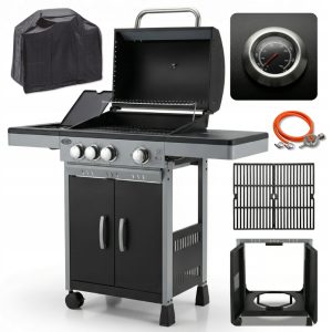 DEKRAFT GRILL GAZOWY 3+1 PALNIKI RUSZT ŻELIWNY SZAFKA NA BUTLĘ (NEBRASKA)