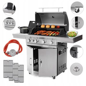 Grill gazowy ogrodowy żeliwny ruszt nierdzewny stal 4+1 17,5kW SilverFlame