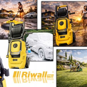 Elektryczna myjka ciśnieniowa 150 bar z akcesoriami Riwall PRO REPW 155 SET