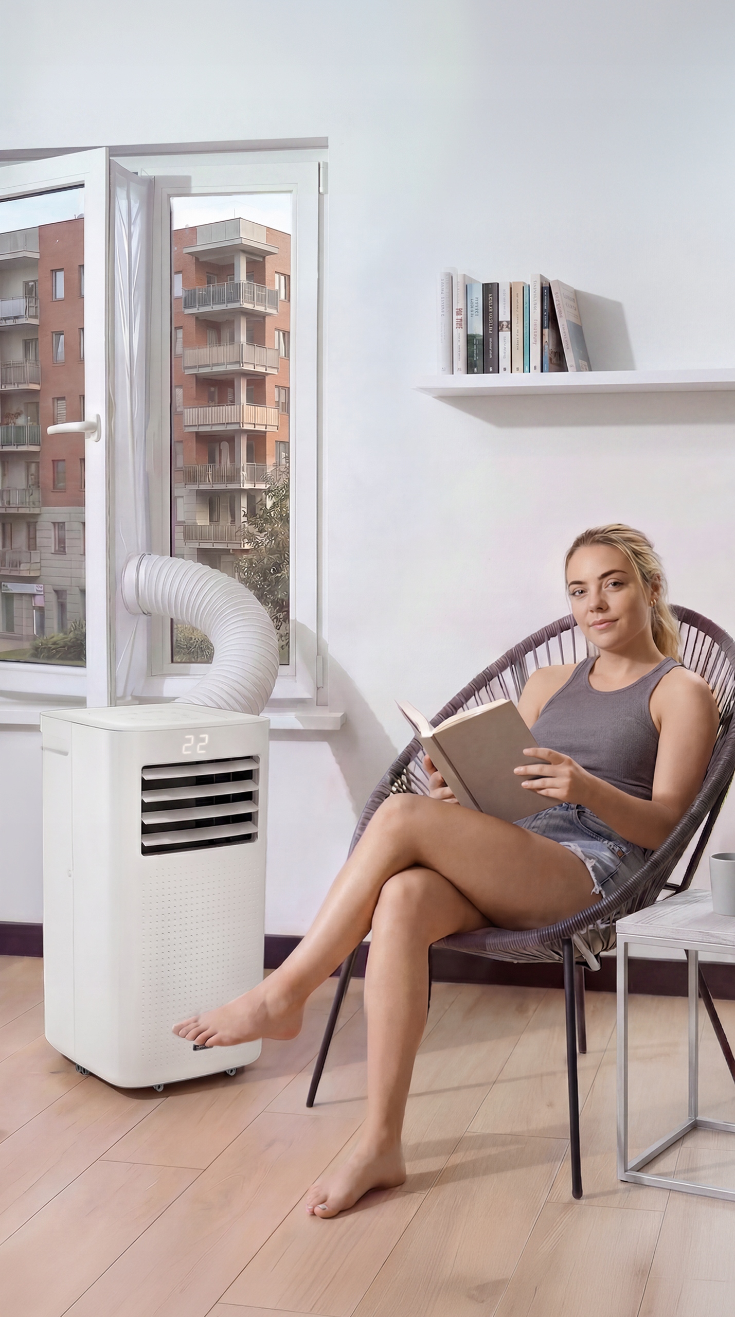 Klimatyzator przenośny Cichy Mały 3kW 30m2 Yoer Osuszacz WiFi +Pompa ciepła