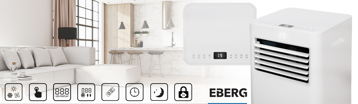 Klimatyzator przenośny osuszacz powietrza EBERG RIO 3kW 2xLED WiFi 24l/24h