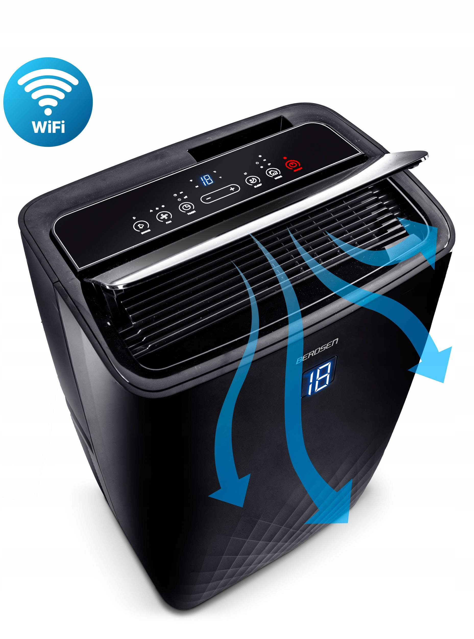 KLIMATYZATOR PRZENOŚNY Berdsen Z FUNKCJĄ GRZANIA 4kW OSUSZACZ 36l/24h WiFi