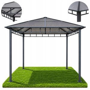 PAWILON TARASOWY 3x3 PERGOLA OGRODOWA ALTANA DACH z POLIWĘGLANU Antracyt